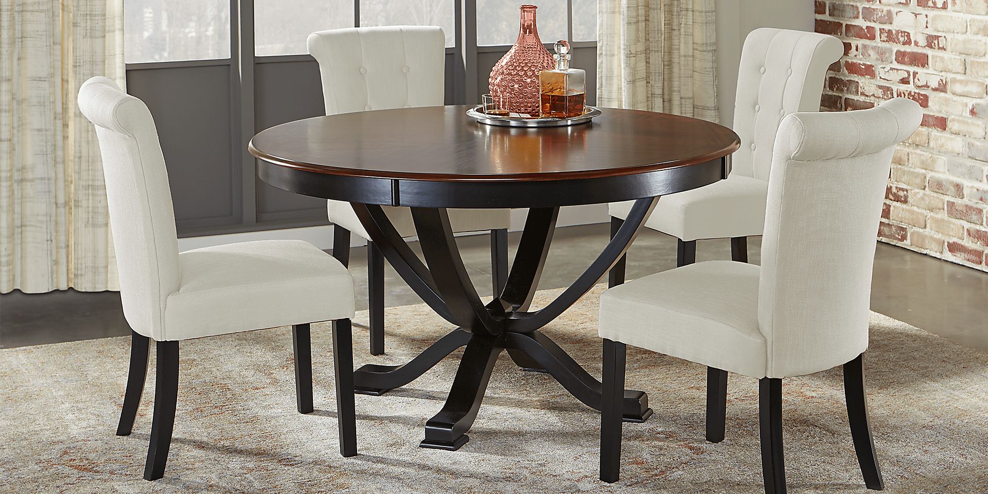 Orland Park Black 5 Pc Dining Set with White Chairs - Image 1