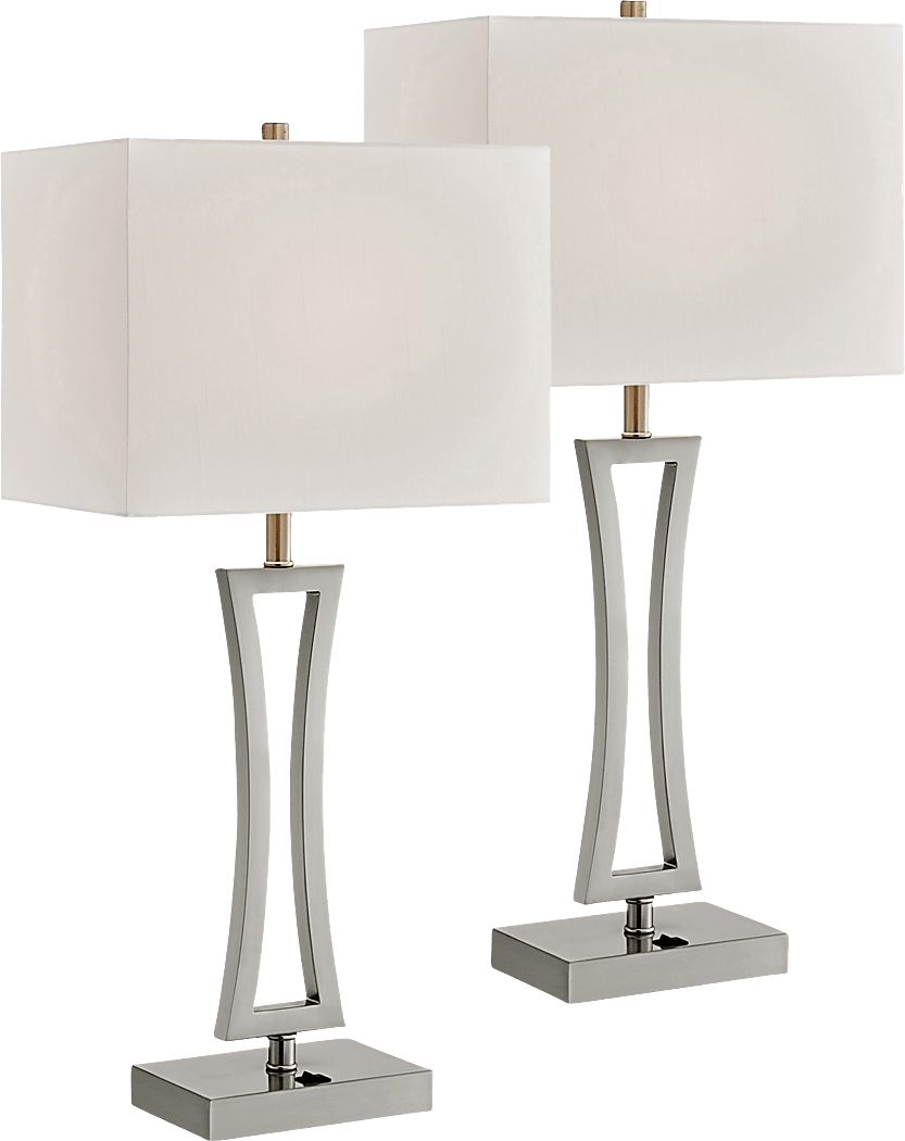 Orleanox Nickel Table Lamps, Set of 2