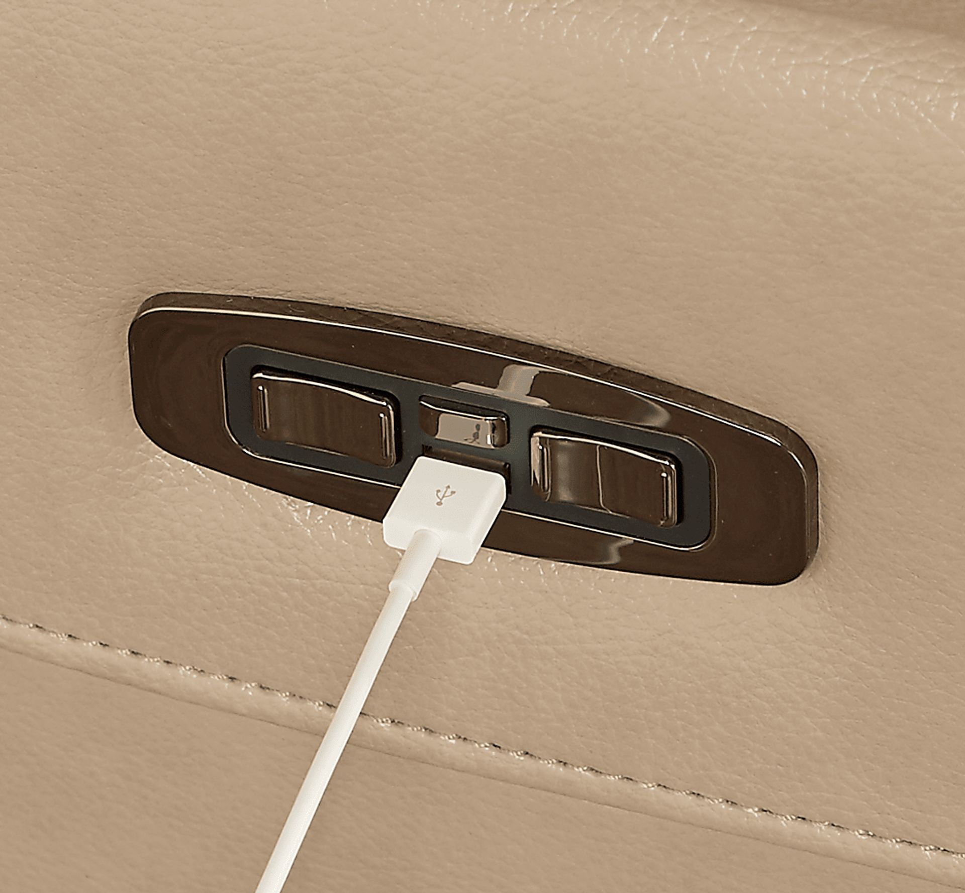 Orsini Beige Leather Dual Power Recliner - Image 3