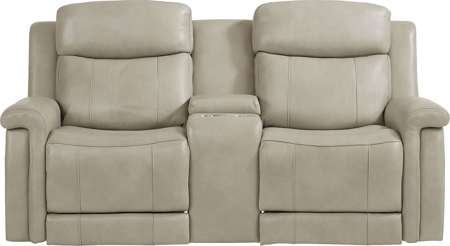Orsini 3 Pc Beige Leather Dual Power Reclining Living Room Set With ...