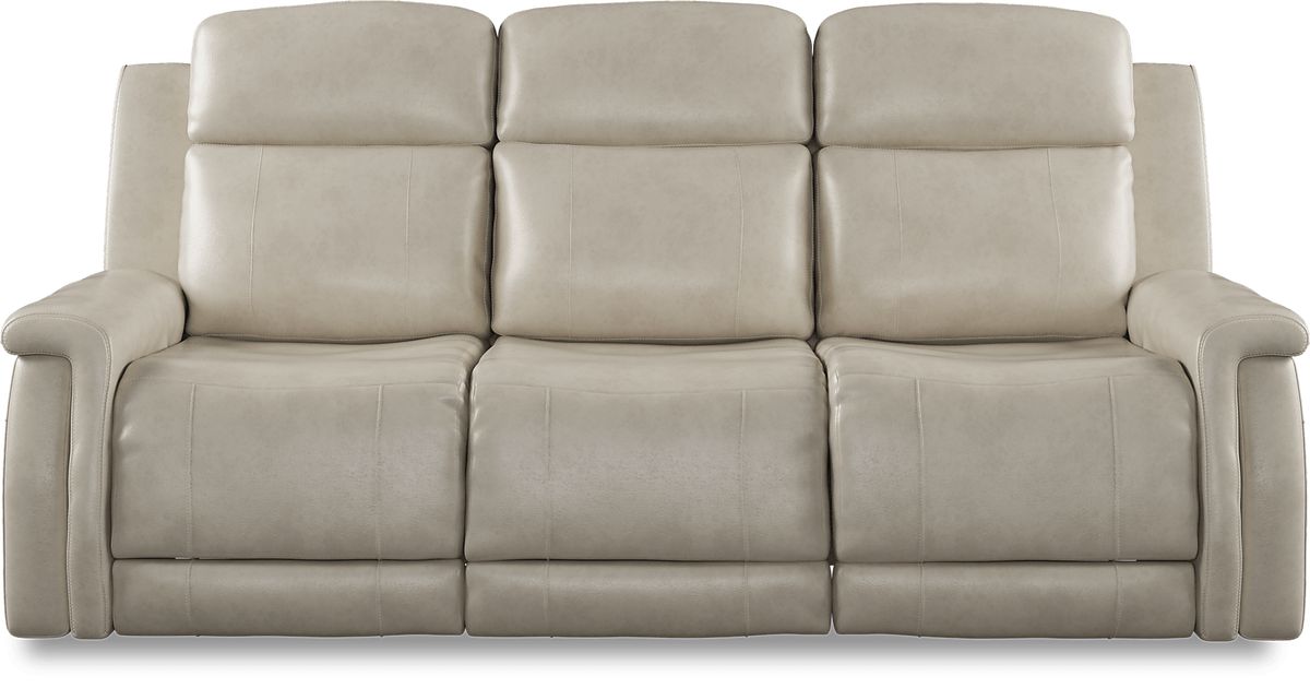 Orsini 3 Pc Beige Leather Dual Power Reclining Living Room Set With ...