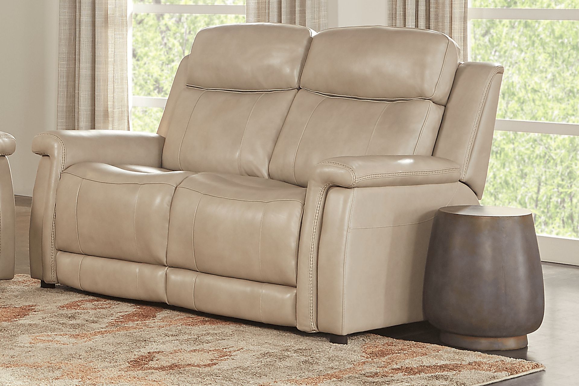Orsini Beige Leather Loveseat - Image 2