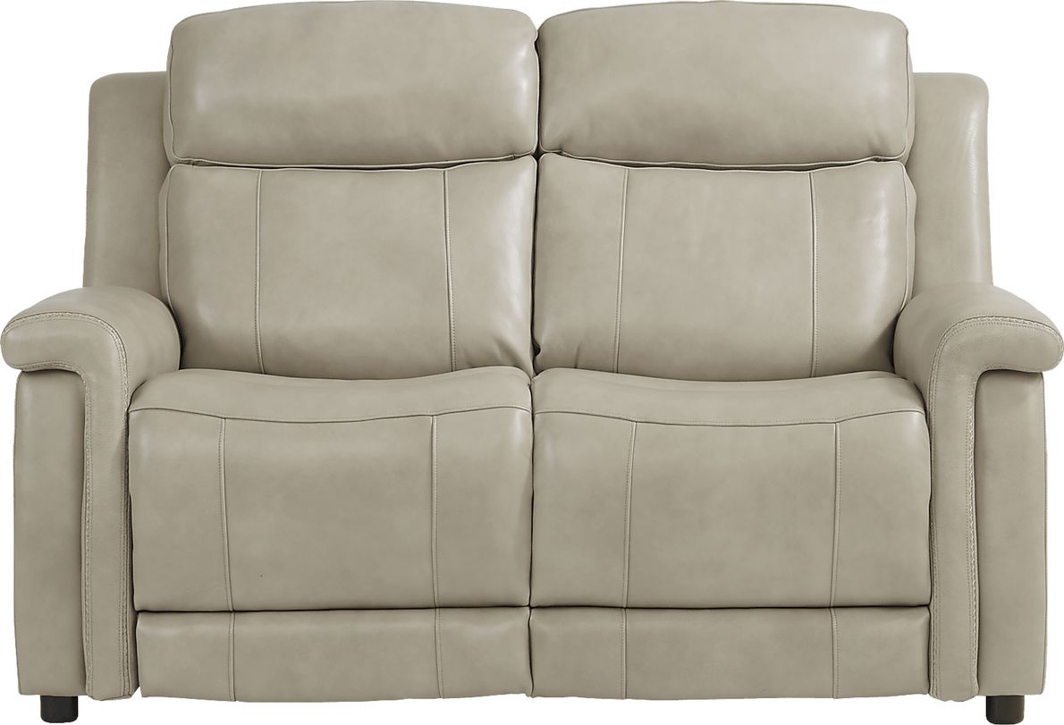 orsini beige leather dual power reclining sofa
