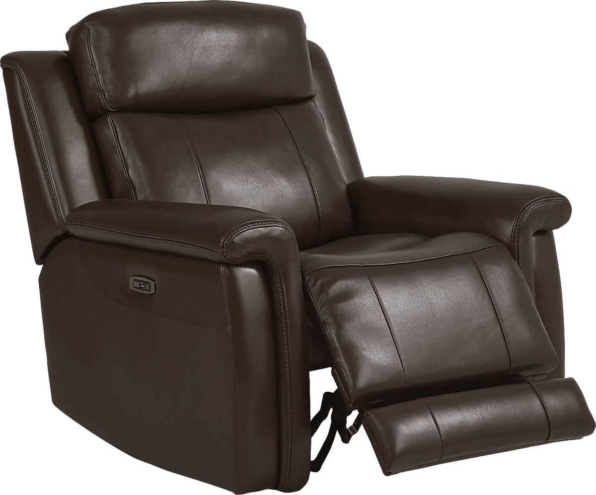 Orsini 3 Pc Brown Leather Dual Power Reclining Living Room Set With ...