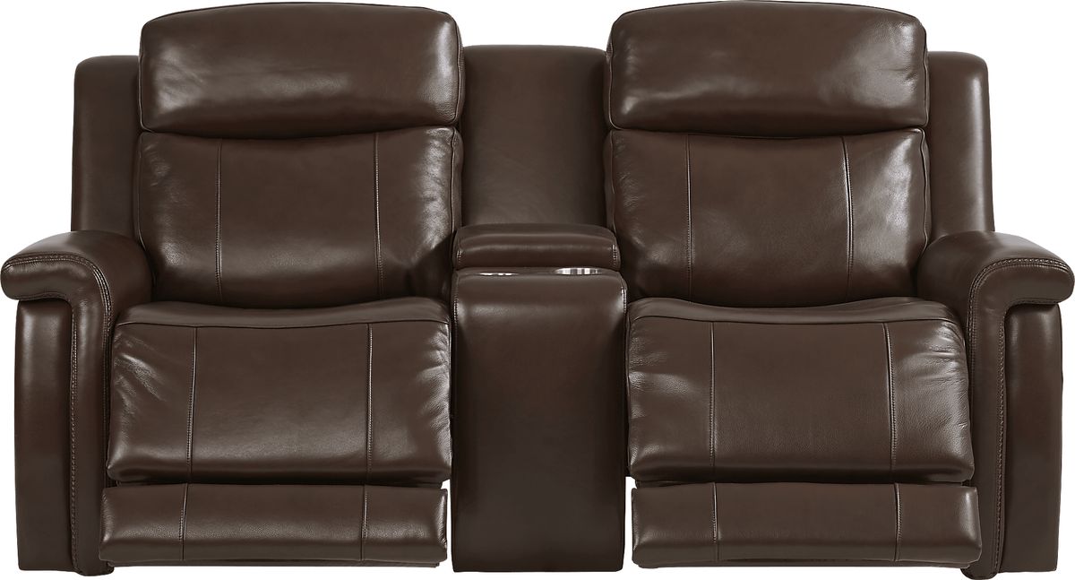 Orsini 3 Pc Brown Leather Dual Power Reclining Living Room Set With ...