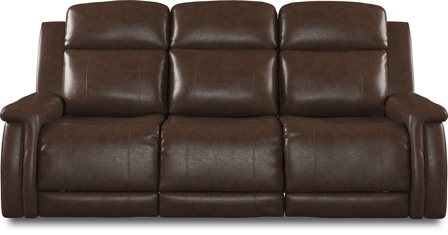 Orsini 7 Pc Brown Leather Dual Power Reclining Living Room Set With ...
