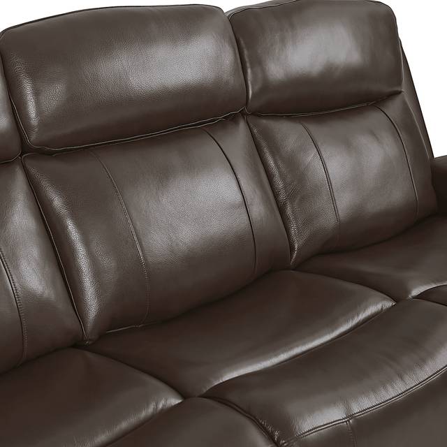 Orsini Brown Leather 3 Pc Living Room with Dual Power Reclining Sofa - Thumbnail - Image 5