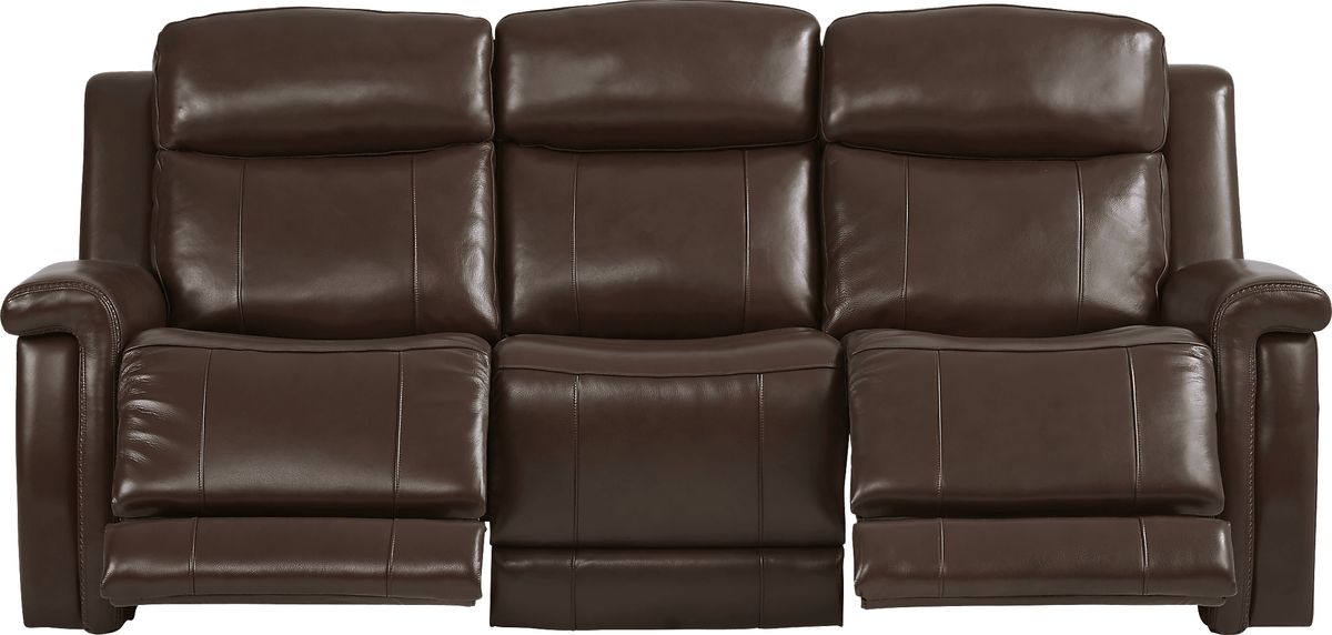 Orsini 3 Pc Brown Leather Dual Power Reclining Living Room Set With ...