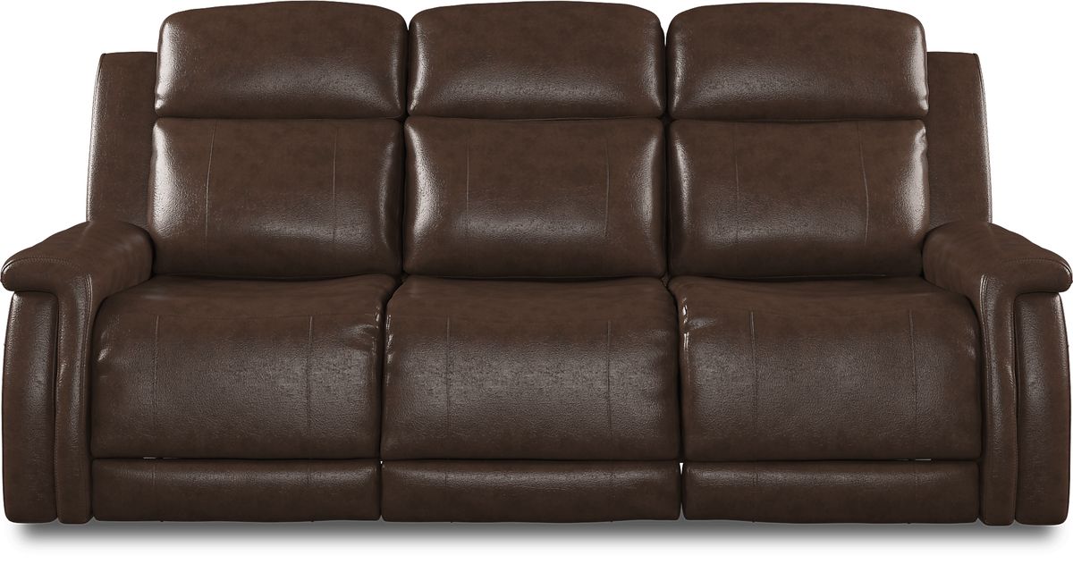 Orsini 3 Pc Brown Leather Dual Power Reclining Living Room Set With ...