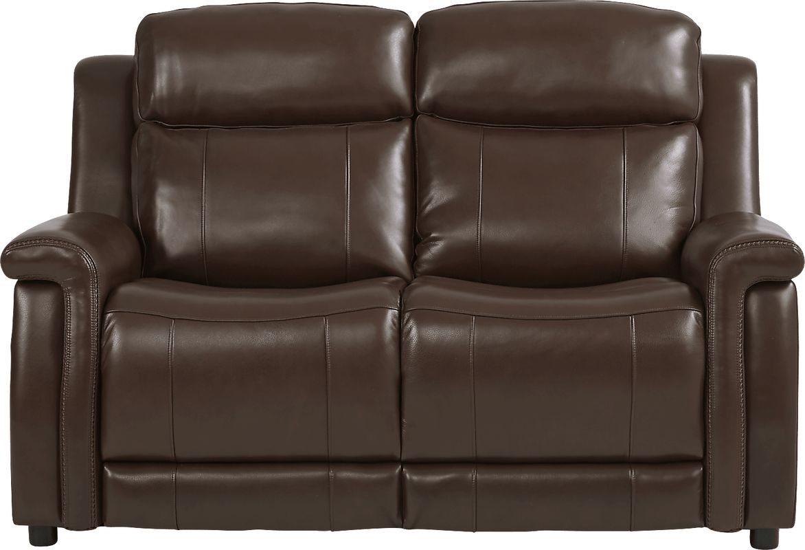 Orsini 7 Pc Brown Leather Dual Power Reclining Living Room Set With ...