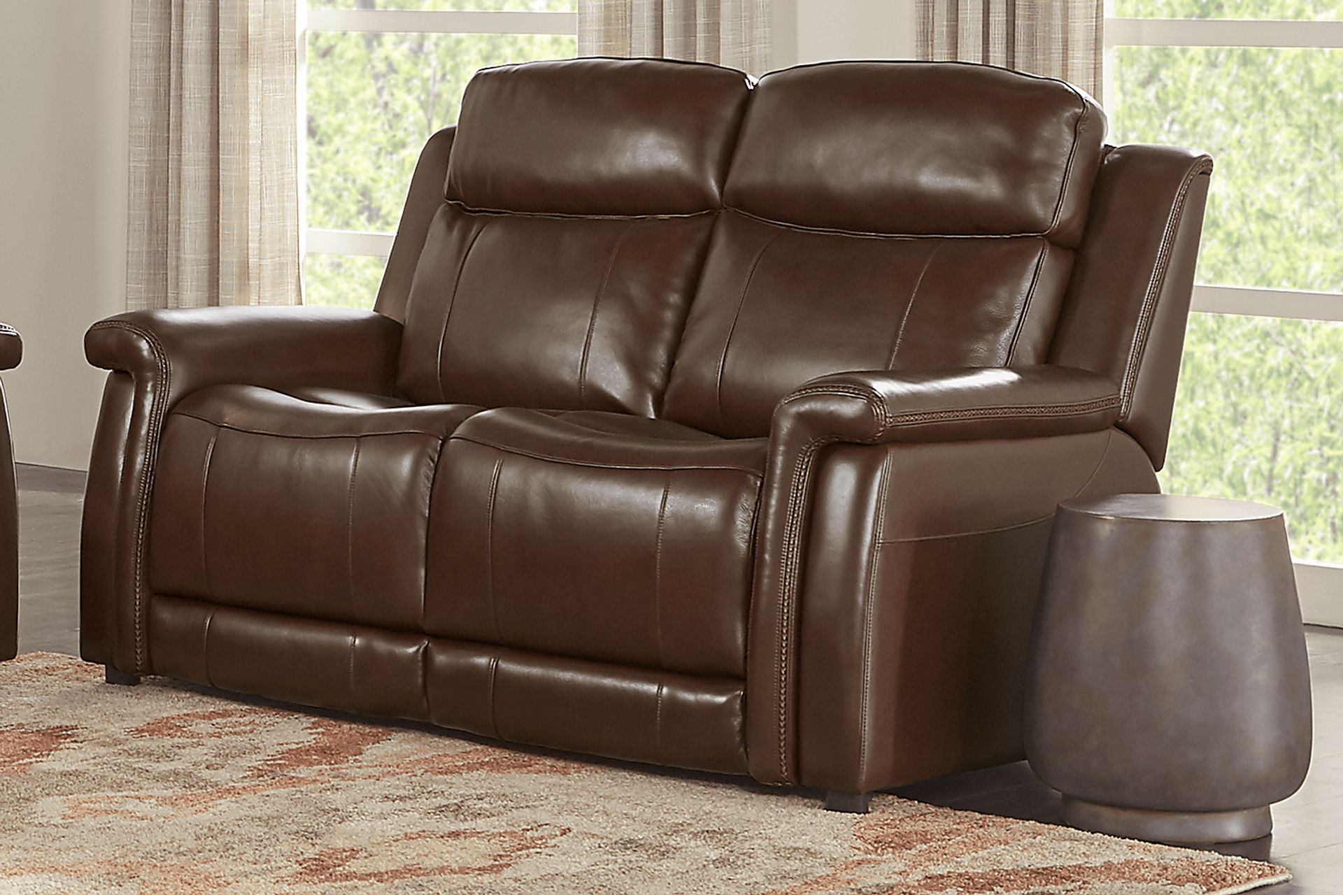 Orsini Brown Leather Loveseat - Image 4