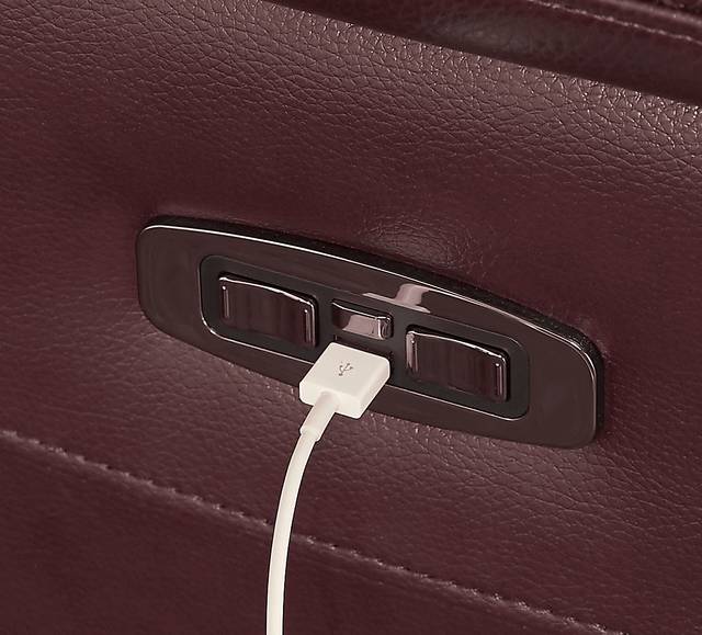Orsini Red Leather Dual Power Reclining Sofa - Thumbnail - Image 4