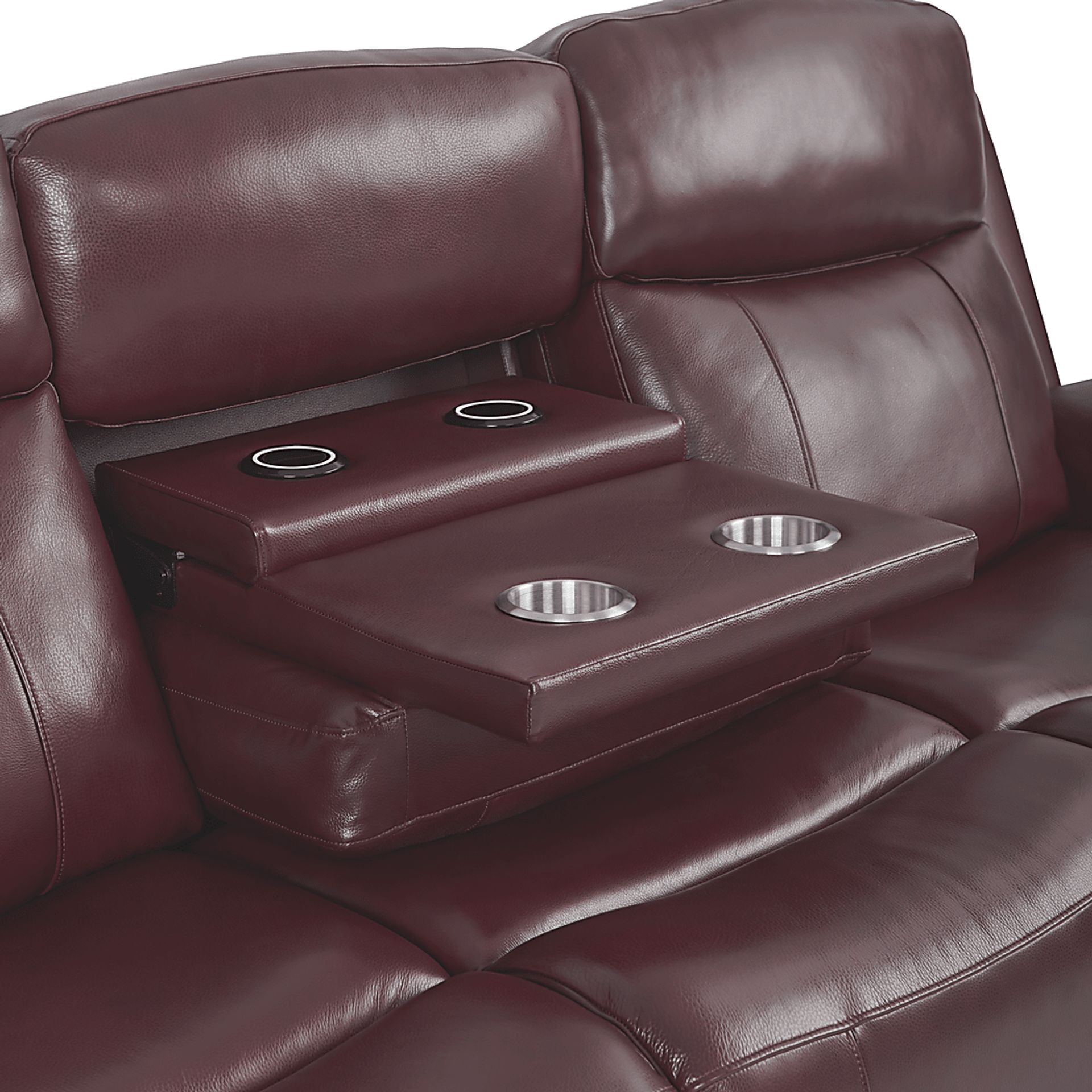 Orsini Red Leather 8 Pc Dual Power Reclining Living Room - Image 6