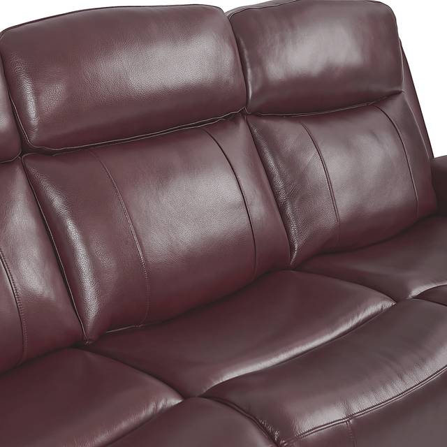 Orsini Red Leather 3 Pc Living Room with Dual Power Reclining Sofa - Thumbnail - Image 4