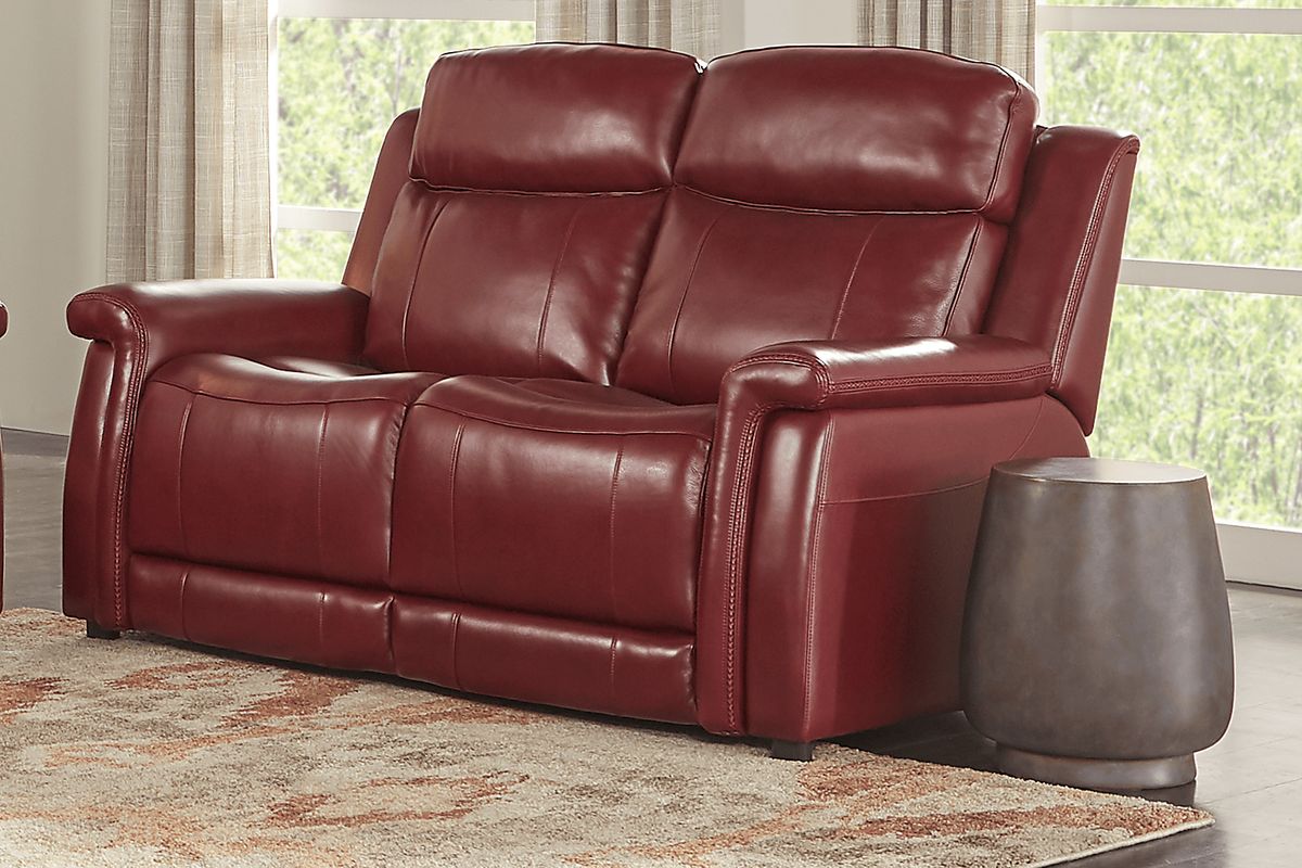 Orsini 2 Pc Red Leather Dual Power Reclining Living Room Set With Dual