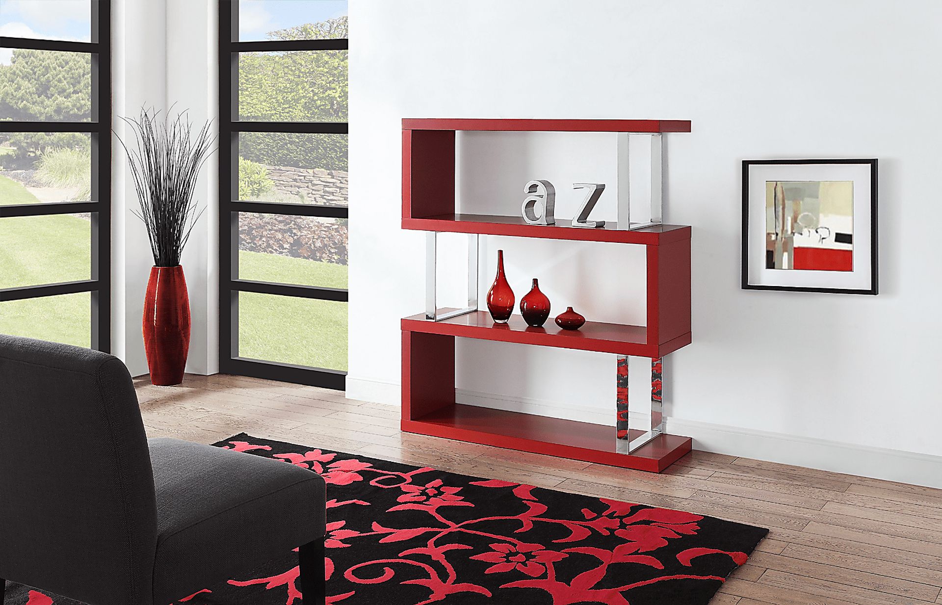 Osaka Red 3 Shelf Room Divider - Image 2