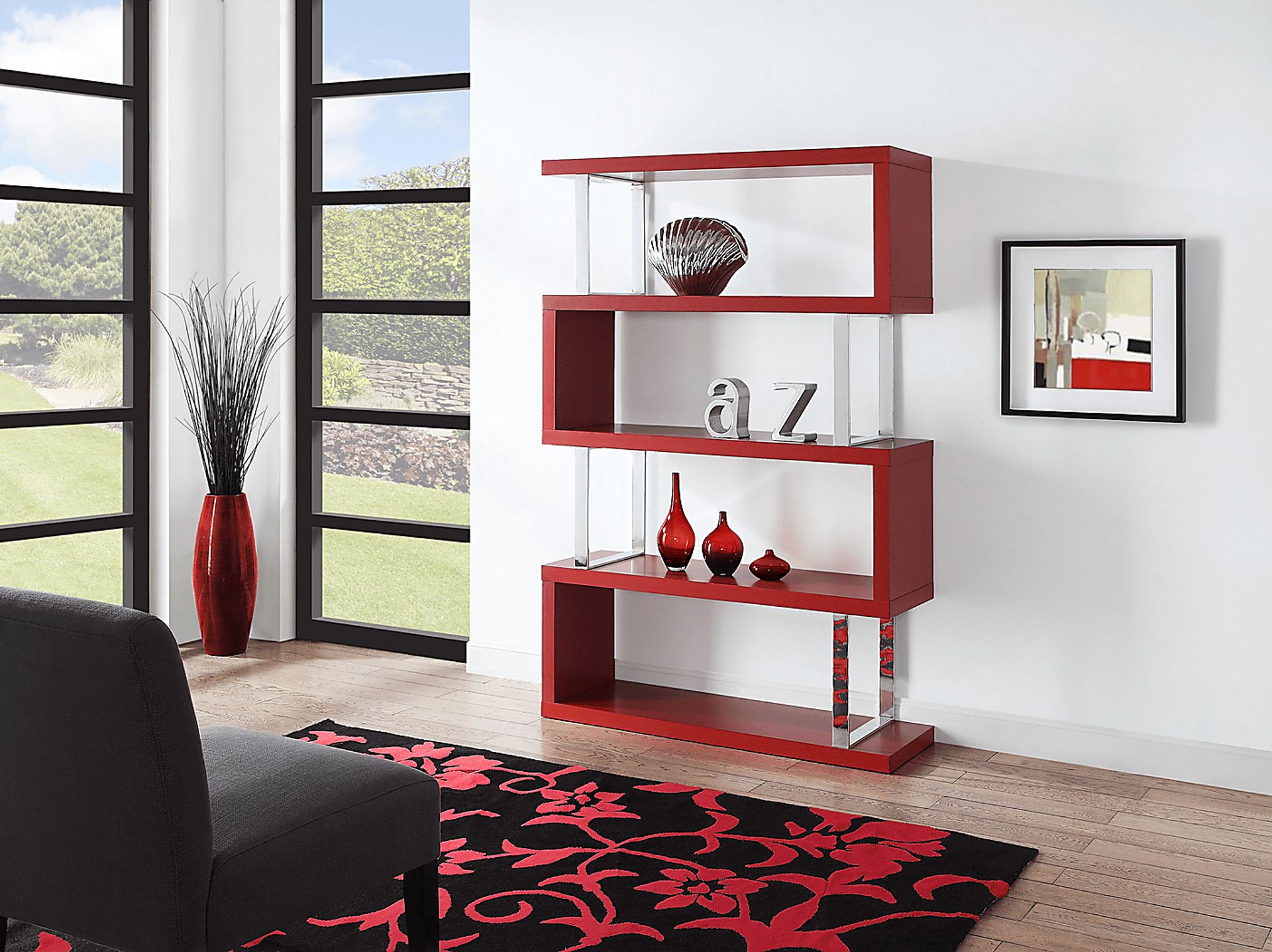 Osaka Red 4 Shelf Room Divider - Image 2