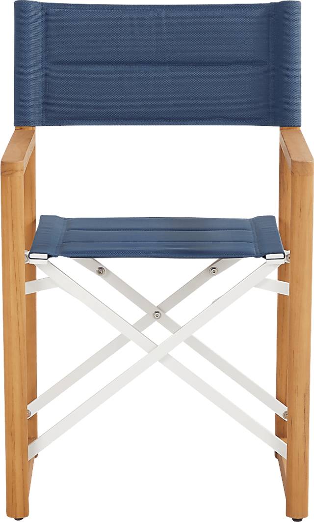 Oscar Natural 7 Pc Folding Outdoor Dining Set with Blue Chairs - Thumbnail - Image 7
