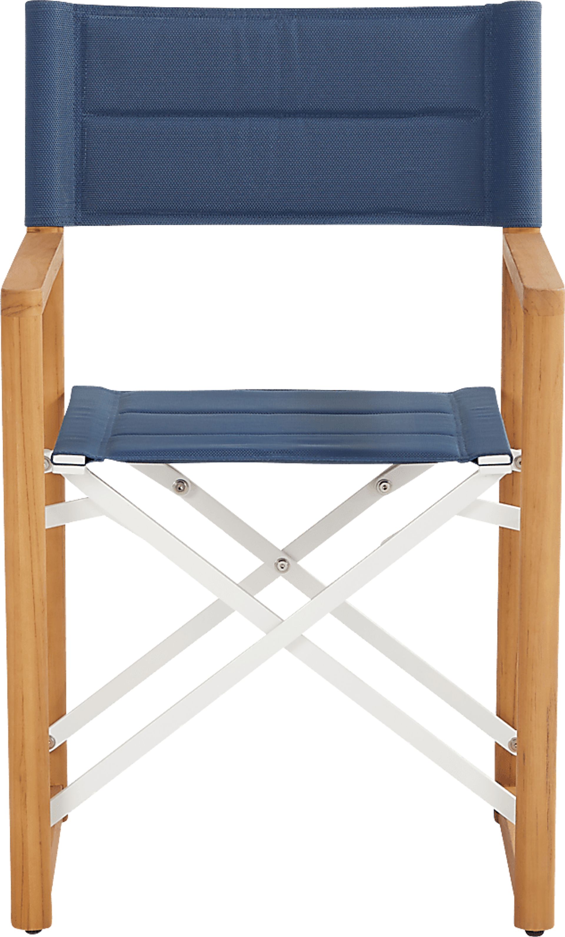 Oscar Natural 7 Pc Folding Outdoor Dining Set with Blue Chairs - Image 7
