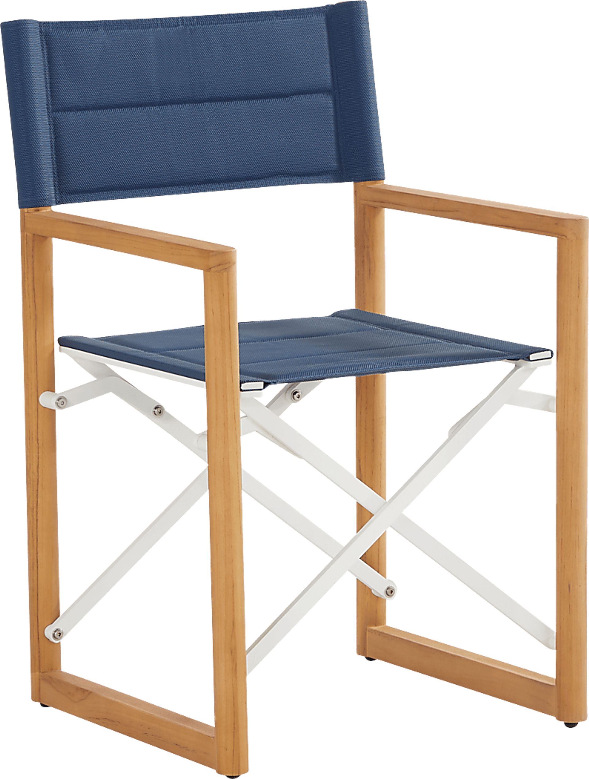 Oscar Natural 7 Pc Folding Outdoor Dining Set with Blue Chairs - Image 6