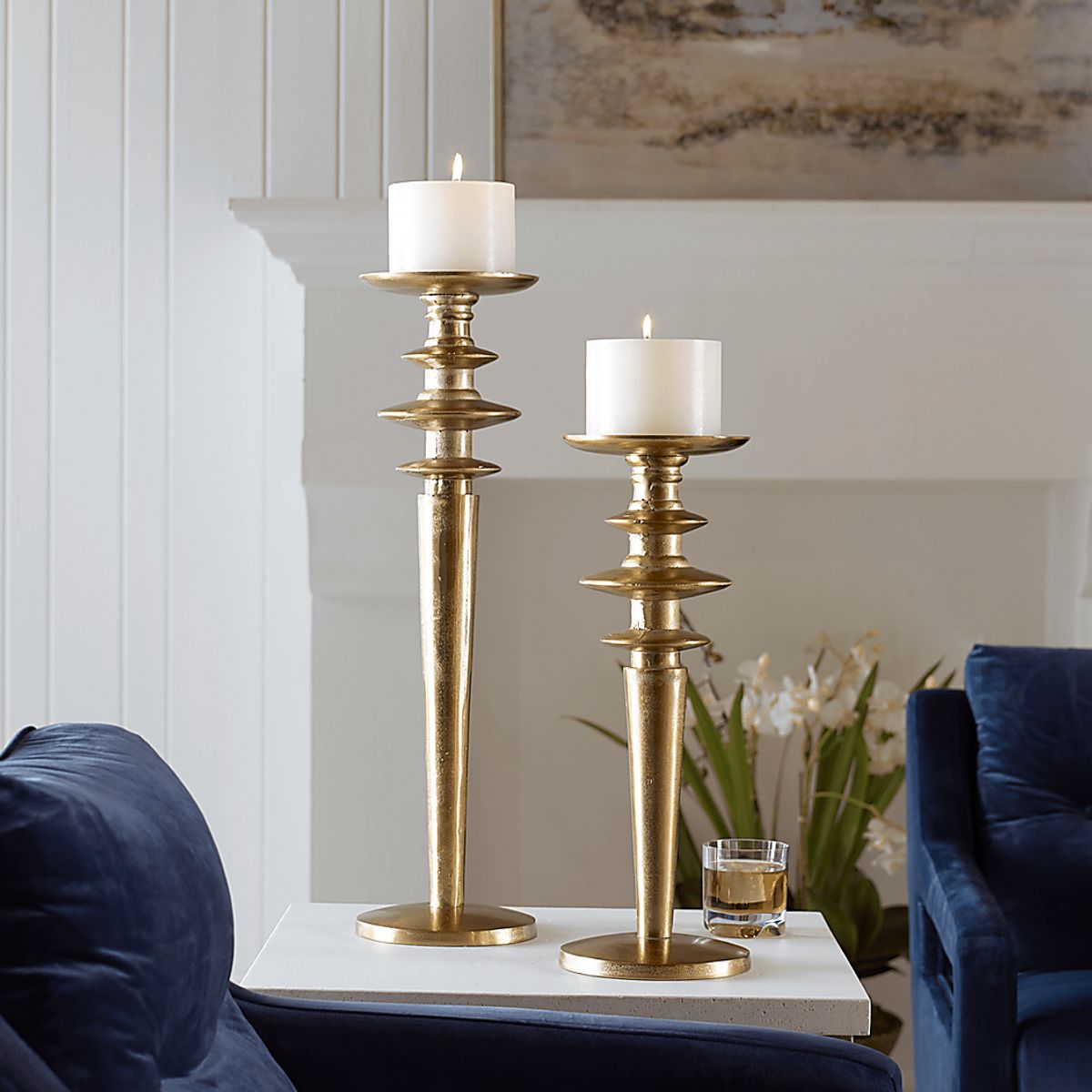 Osceola Gold Yellow Candle Holder, Set Of 2 | Rooms to Go