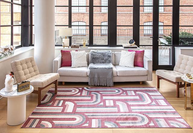 Osinore Burgundy 8' x 10' Rug - Thumbnail - Image 2