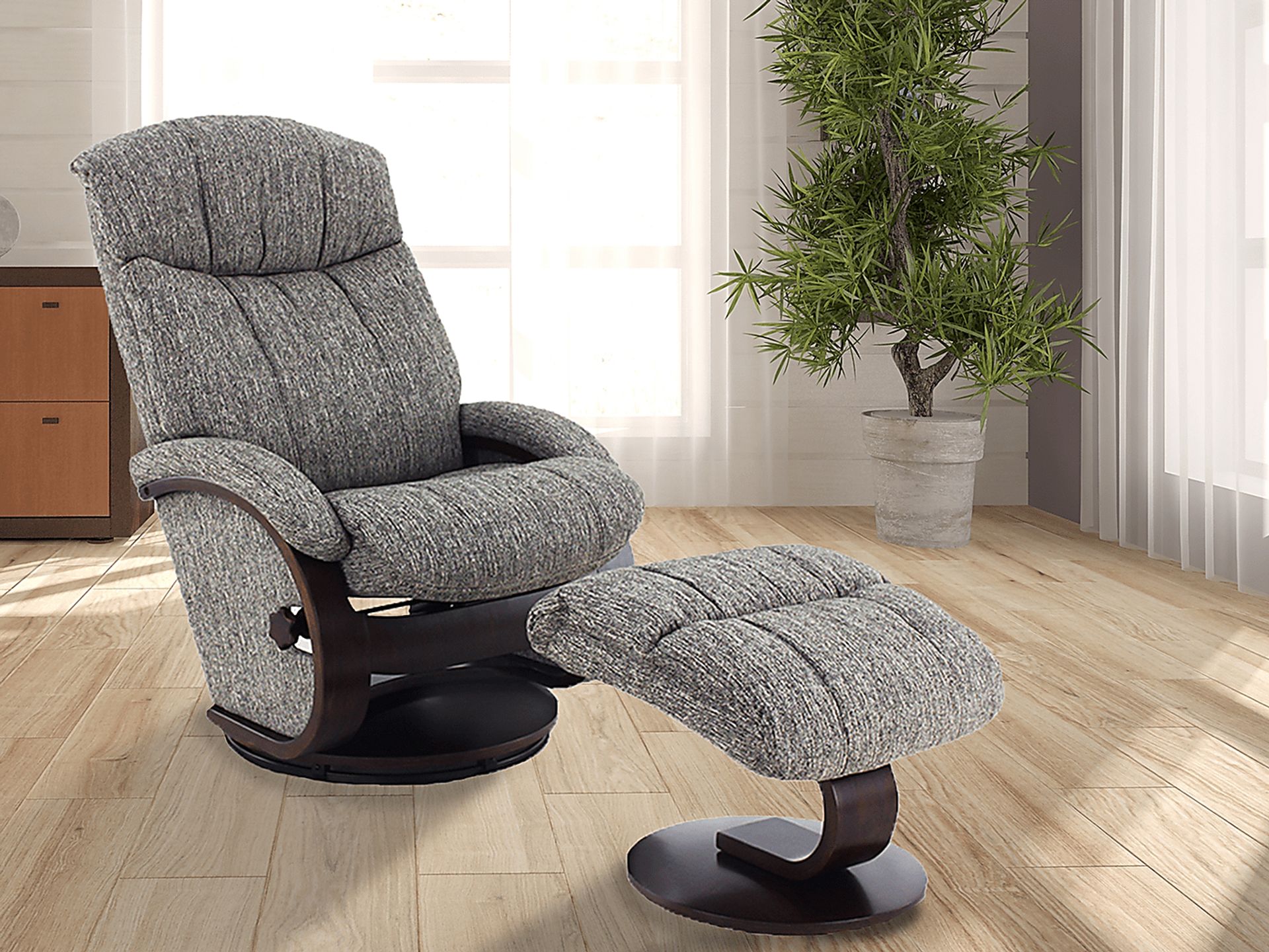 Oslo Collection Alta Gray Recliner & Ottoman - Image 2
