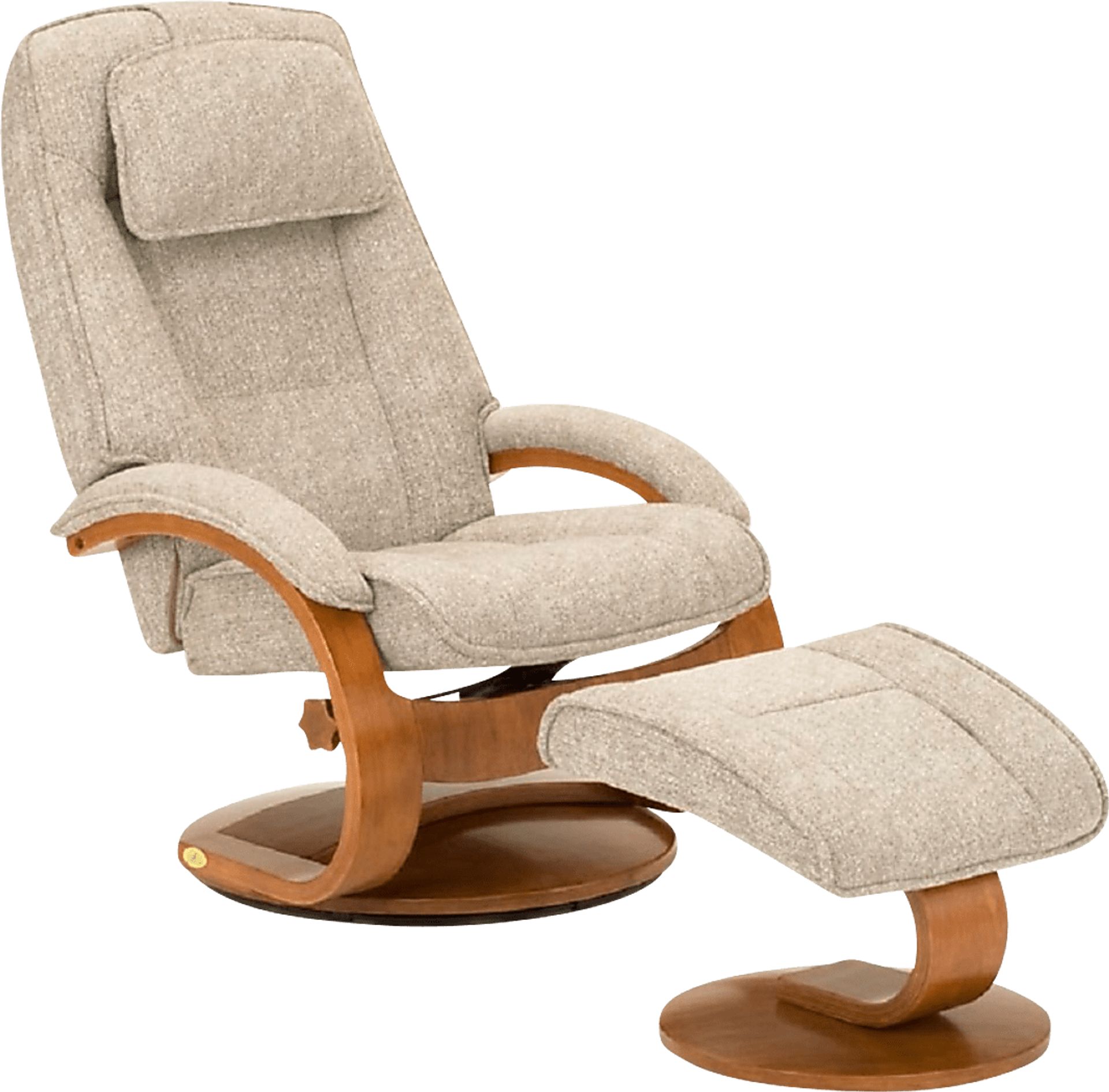 Oslo Collection Bergen Beige Recliner & Ottoman - Image 1
