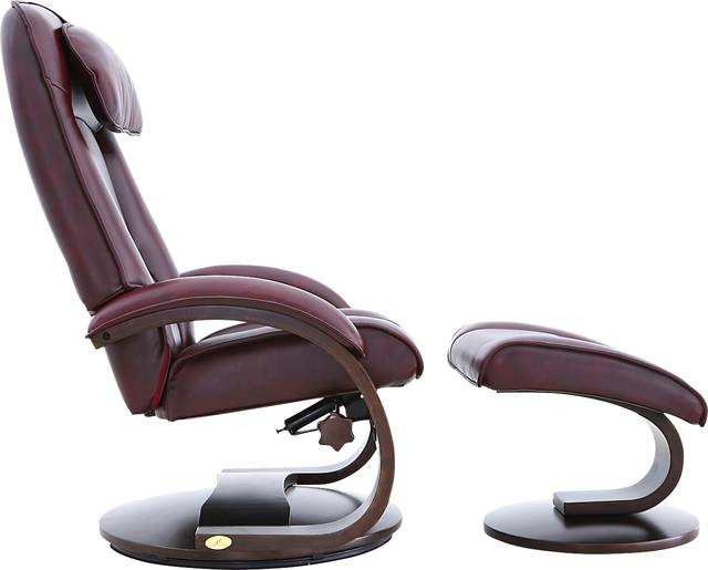 Oslo Collection Bergen Burgundy Recliner and Ottoman - Thumbnail - Image 3