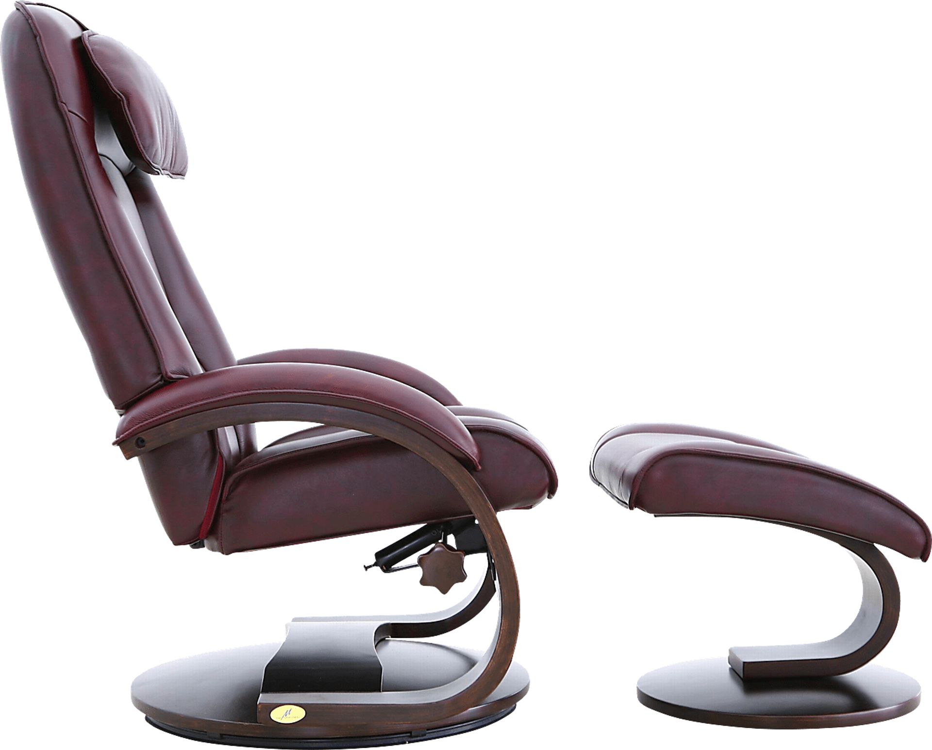 Oslo Collection Bergen Burgundy Recliner and Ottoman - Image 3
