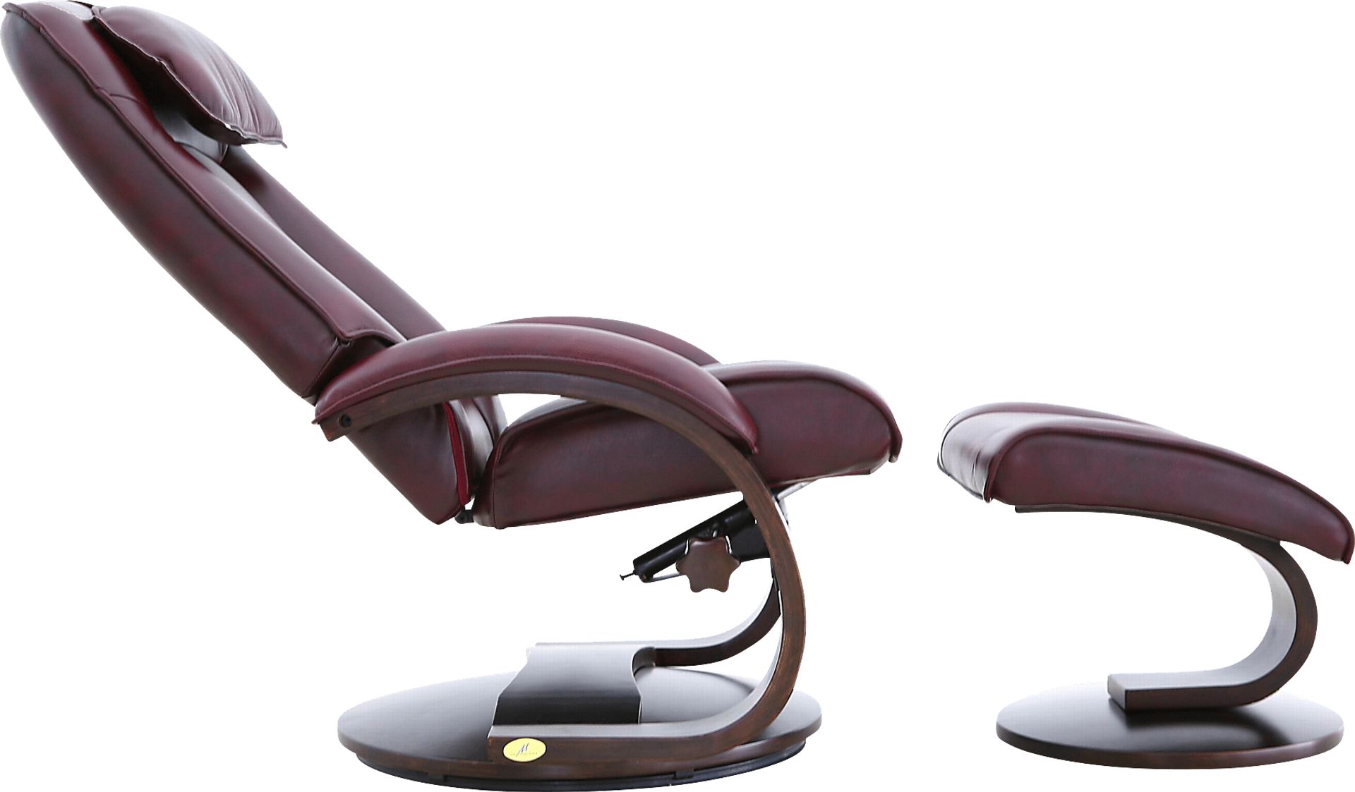 Oslo Collection Bergen Burgundy Recliner and Ottoman - Image 4