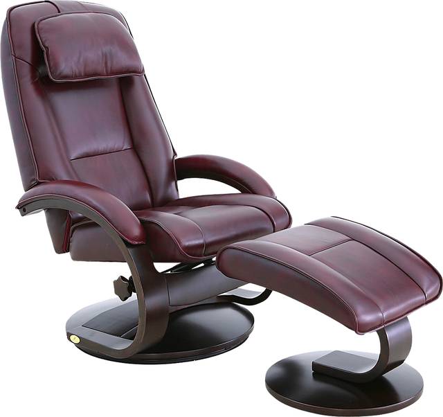 Oslo Collection Bergen Burgundy Recliner and Ottoman - Thumbnail - Image 1