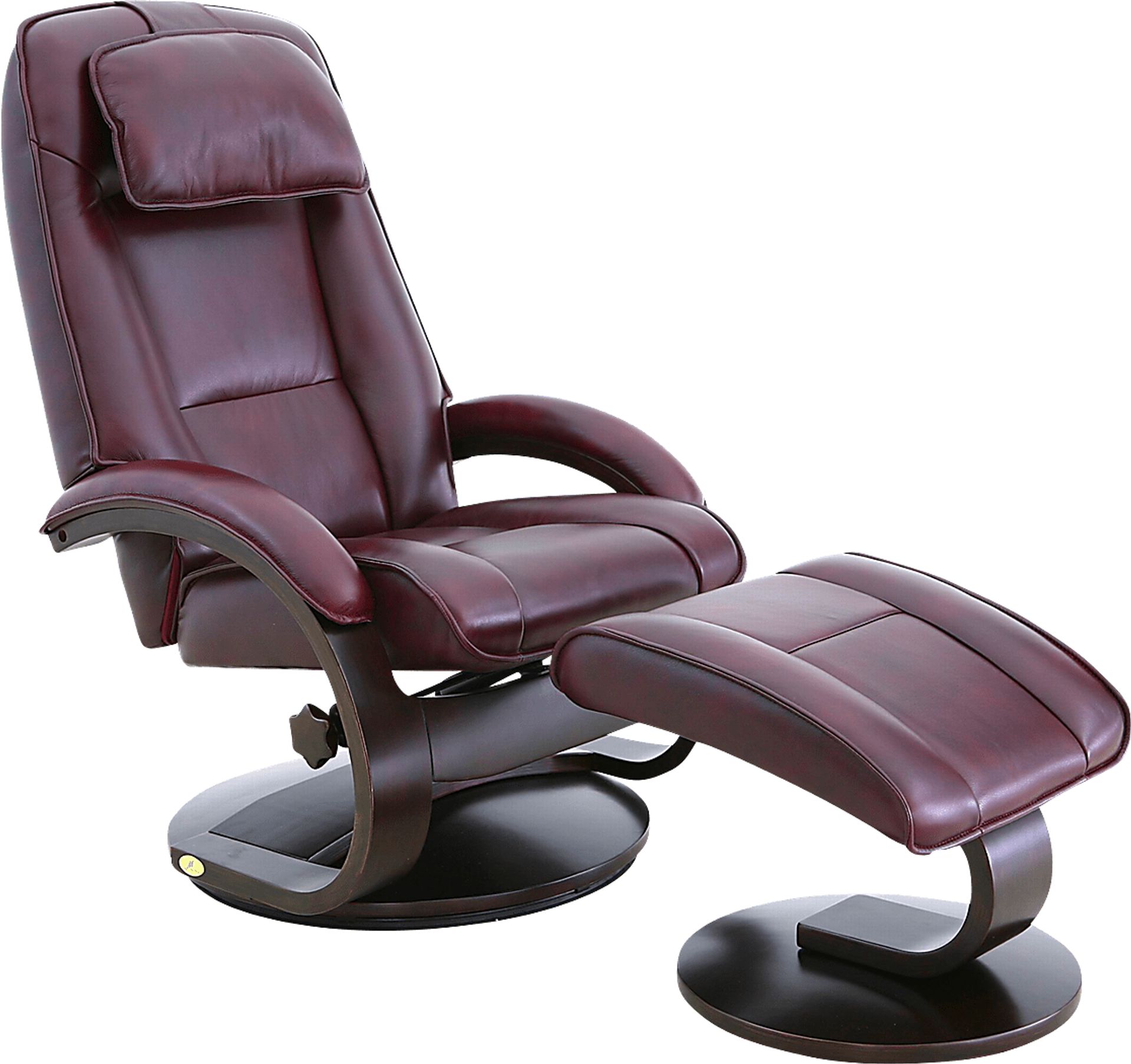 Oslo Collection Bergen Burgundy Recliner and Ottoman - Image 1