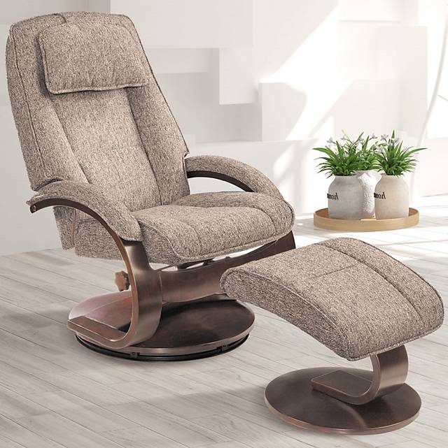 Oslo Collection Bergen Gray Recliner & Ottoman - Thumbnail - Image 2