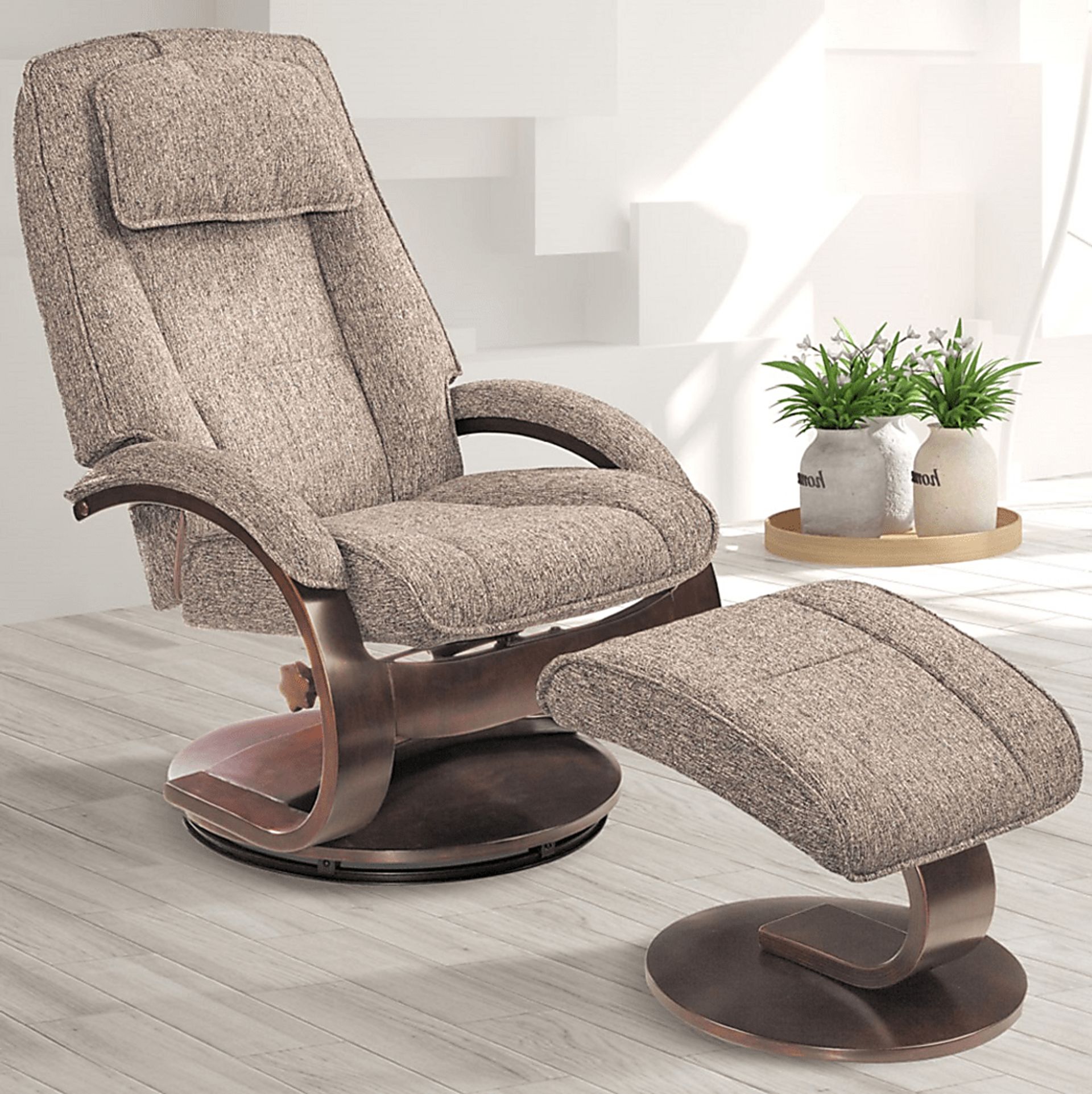 Oslo Collection Bergen Gray Recliner & Ottoman - Image 2