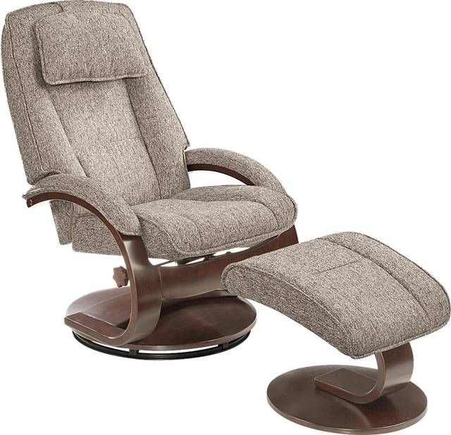 Oslo Collection Bergen Gray Recliner & Ottoman - Thumbnail - Image 1