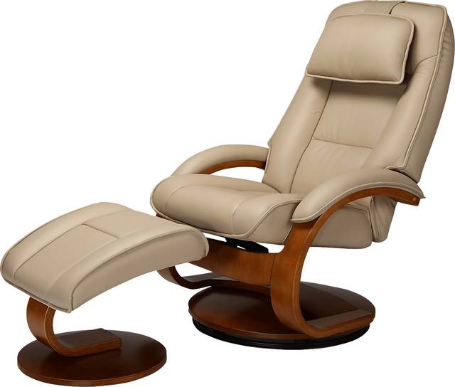 Oslo Collection Bergen Tan Recliner and Ottoman - Thumbnail - Image 3