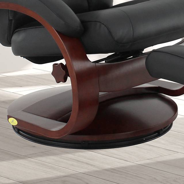 Oslo Collection Hamar Black Leather Recliner & Ottoman - Thumbnail - Image 4