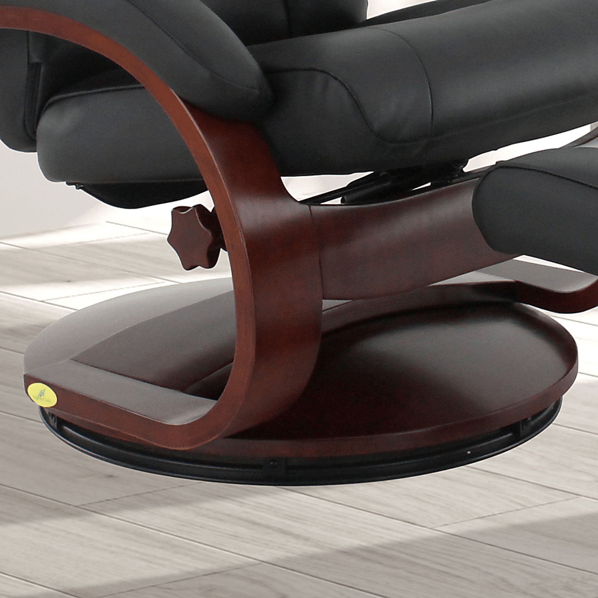 Oslo Collection Hamar Black Leather Recliner & Ottoman - Image 4