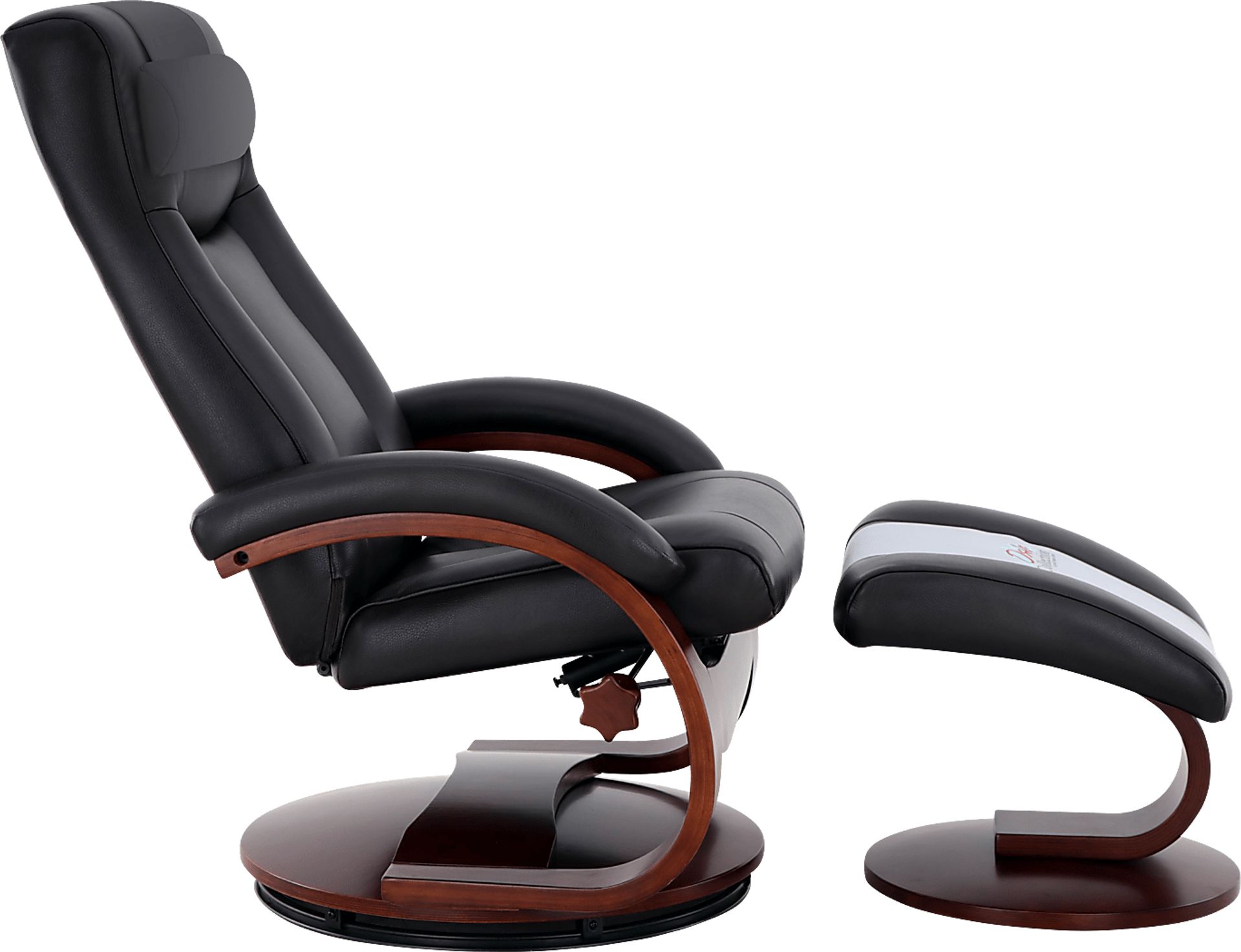 Oslo Collection Hamar Black Leather Recliner & Ottoman - Image 5
