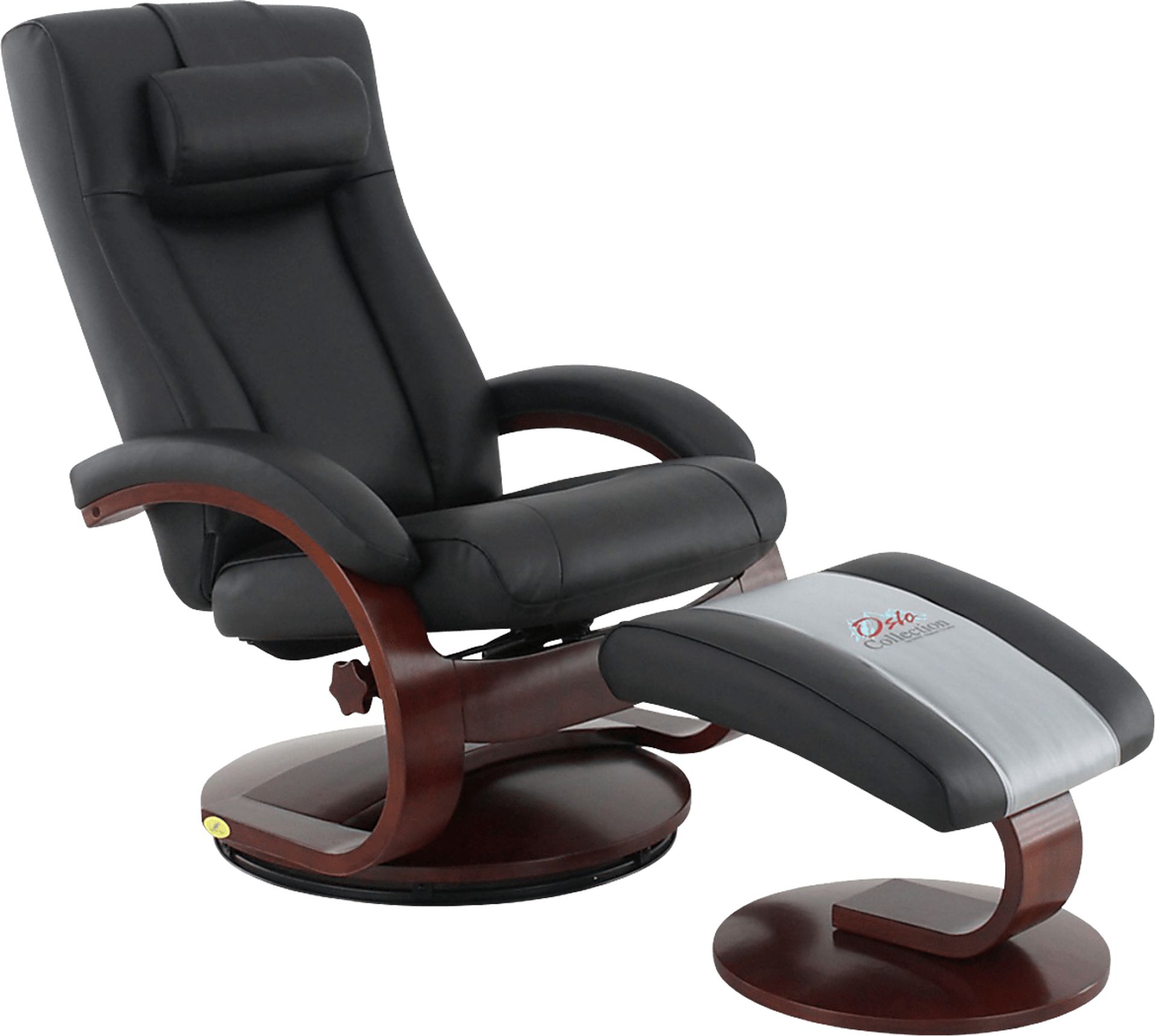 Oslo Collection Hamar Black Leather Recliner & Ottoman - Image 1