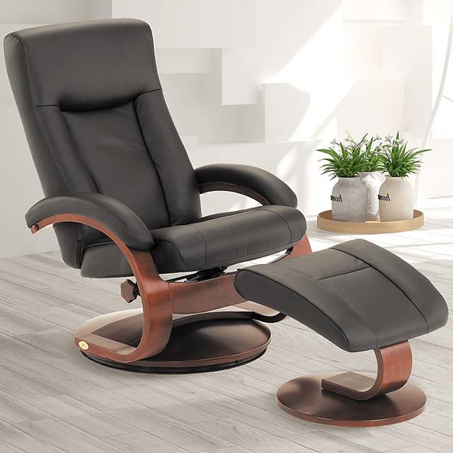 Oslo Collection Hamar Black Recliner & Ottoman - Thumbnail - Image 2