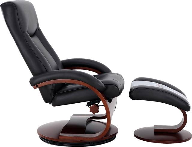 Oslo Collection Hamar Black Recliner & Ottoman - Thumbnail - Image 3