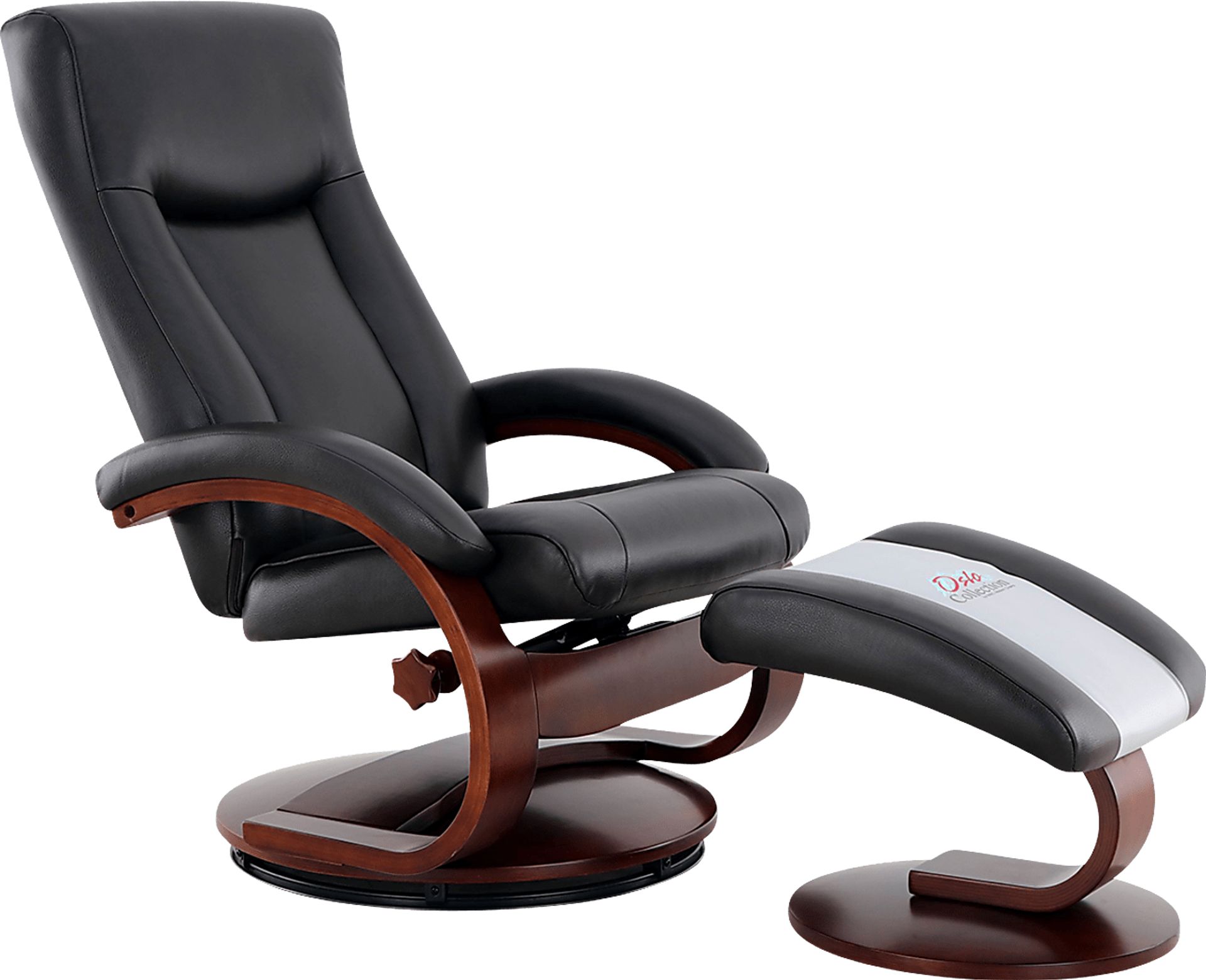 Oslo Collection Hamar Black Recliner & Ottoman - Image 1