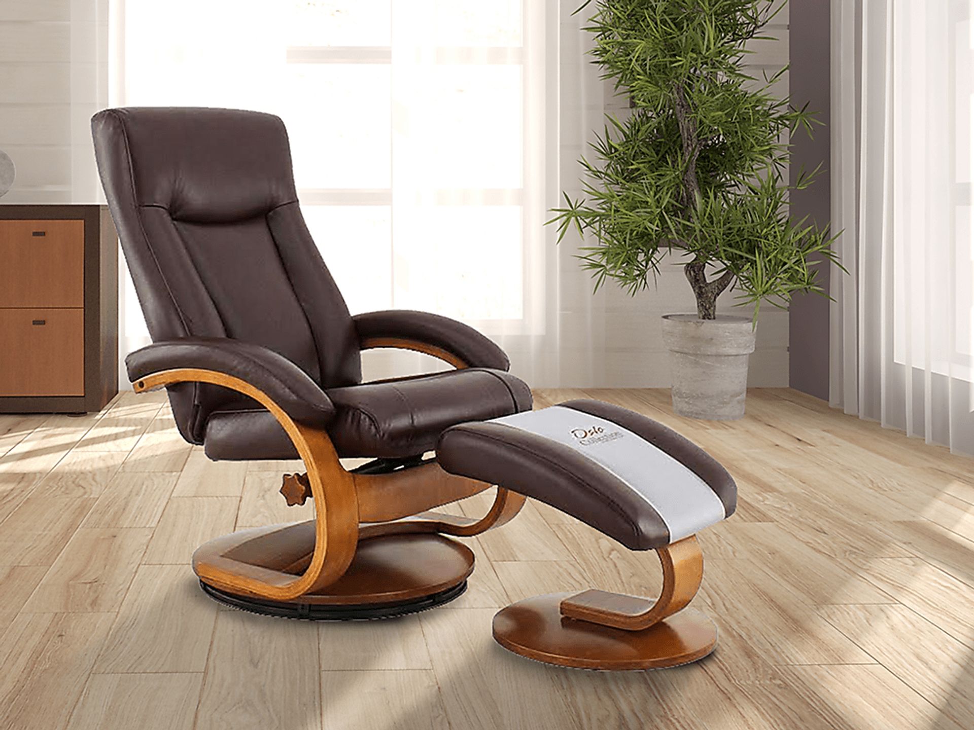 Oslo Collection Hamar Brown Recliner & Ottoman - Image 2