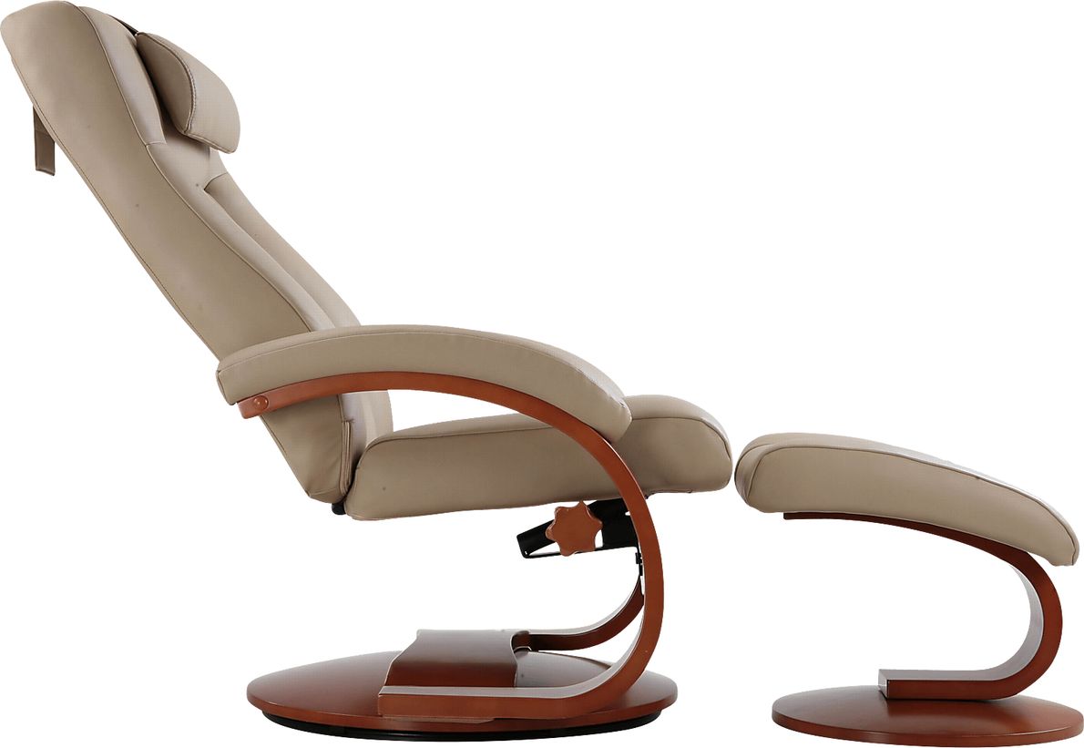 Oslo Collection Hamar Tan Leather Recliner & Ottoman Rooms To Go