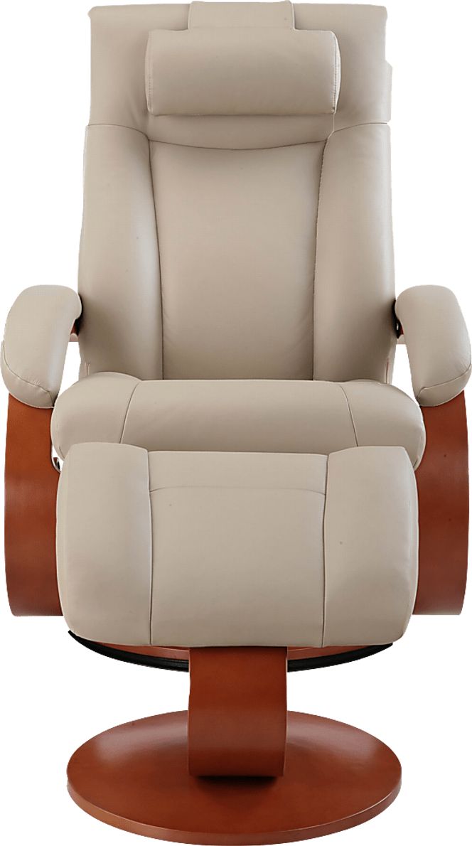 Oslo Collection Hamar Tan Leather Recliner & Ottoman Rooms To Go