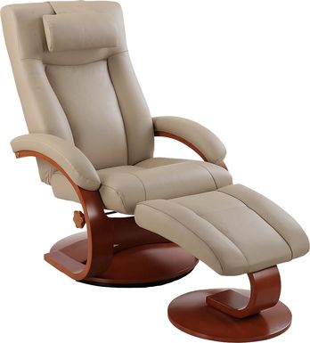 Oslo Collection Hamar Tan Leather Recliner & Ottoman