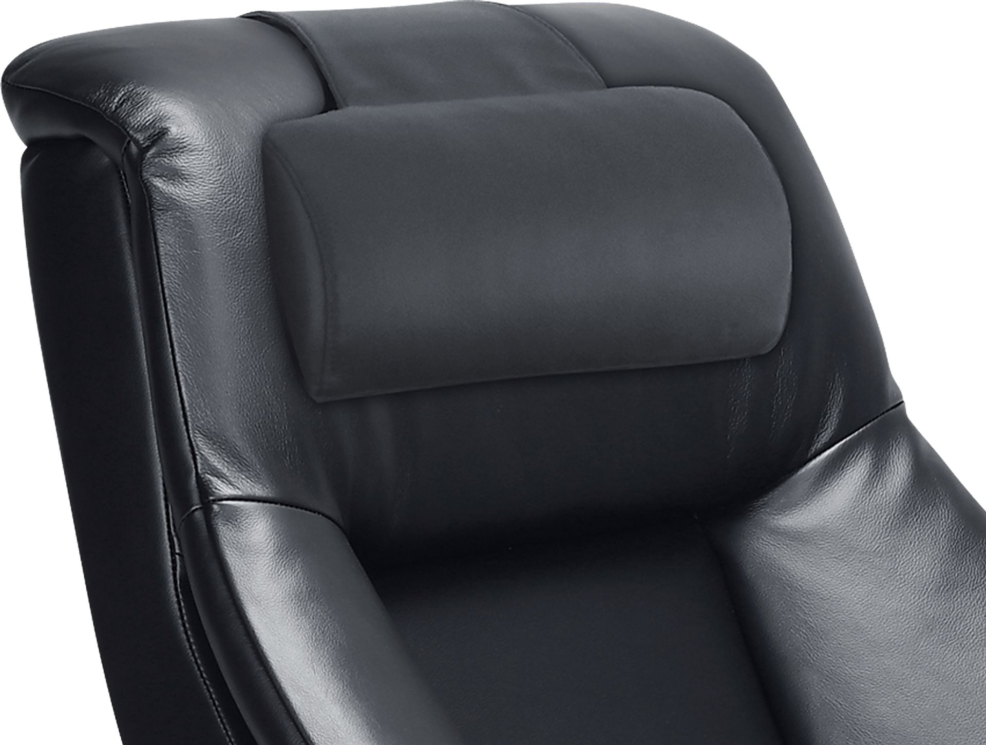 Oslo Collection Mandal Black Leather Recliner & Ottoman - Image 3