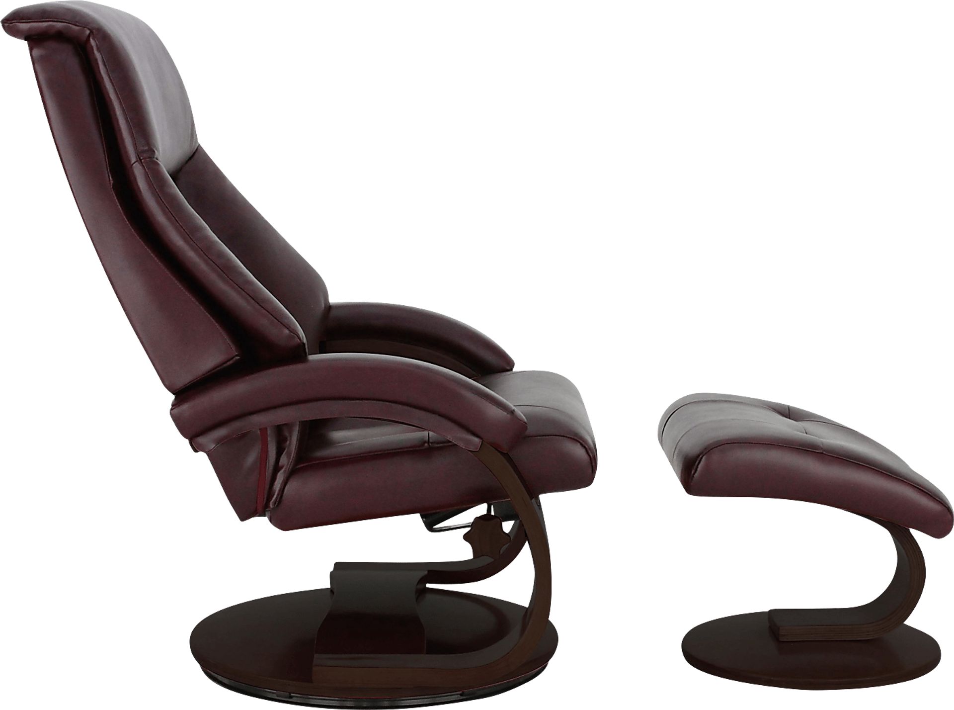 Oslo Collection Mandal Burgundy Recliner & Ottoman - Image 3